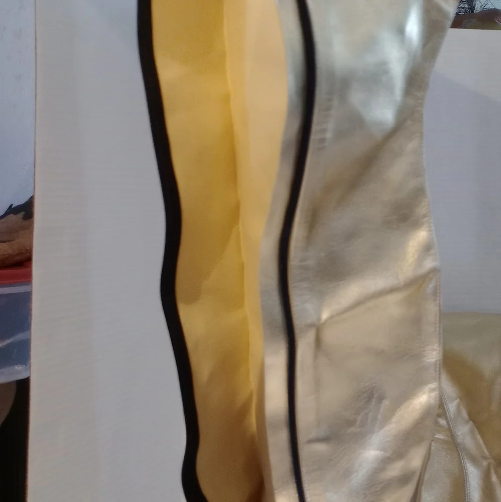 Gold Thigh High Boots w Clear Heels‎ Costume